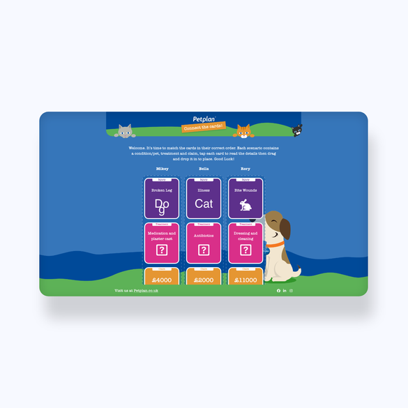 Connect the cards gamification, Calm Digital, Calm Campaigns.